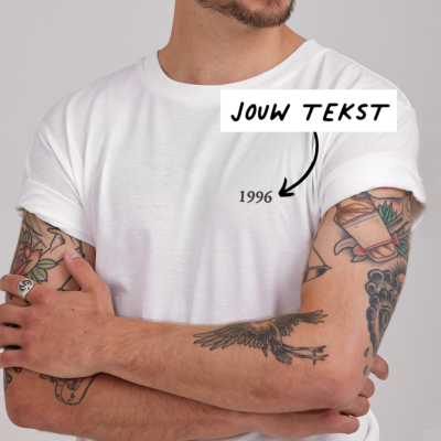 T-shirt Wit Borduren met Tekst T-shirt Wit Borduren met Tekst