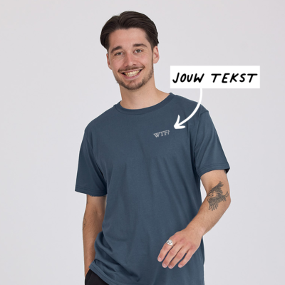 T-shirt Donkerblauw Borduren met Tekst
