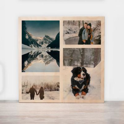 Personaliseerbare foto op hout met 4 foto’s Personaliseerbare foto op hout met 4 foto’s