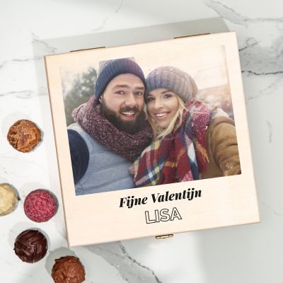 Pralinedoos met foto en tekst Pralinedoos met foto en tekst
