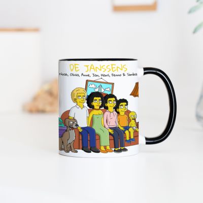 Gepersonaliseerde mokken illustratie cartoon familie