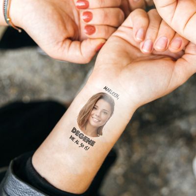 Gepersonaliseerde Nep Tattoos met Gezicht en Tekst set van 4