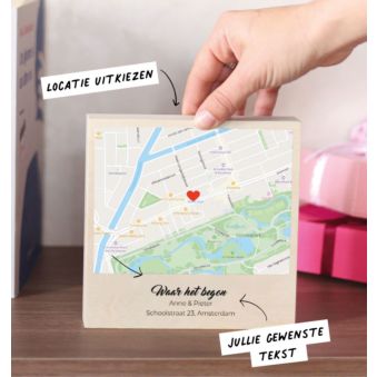 Gepersonaliseerd houten blok waar het begon