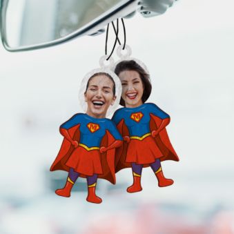 Superheldin Gepersonaliseerde Geurhanger met Gezicht set van 2