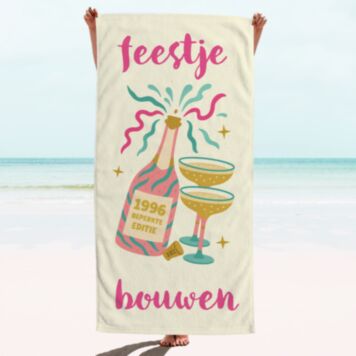 Gepersonaliseerde handdoek met champagne en tekst