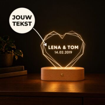 Gepersonaliseerde LED Lamp Hart met Naam