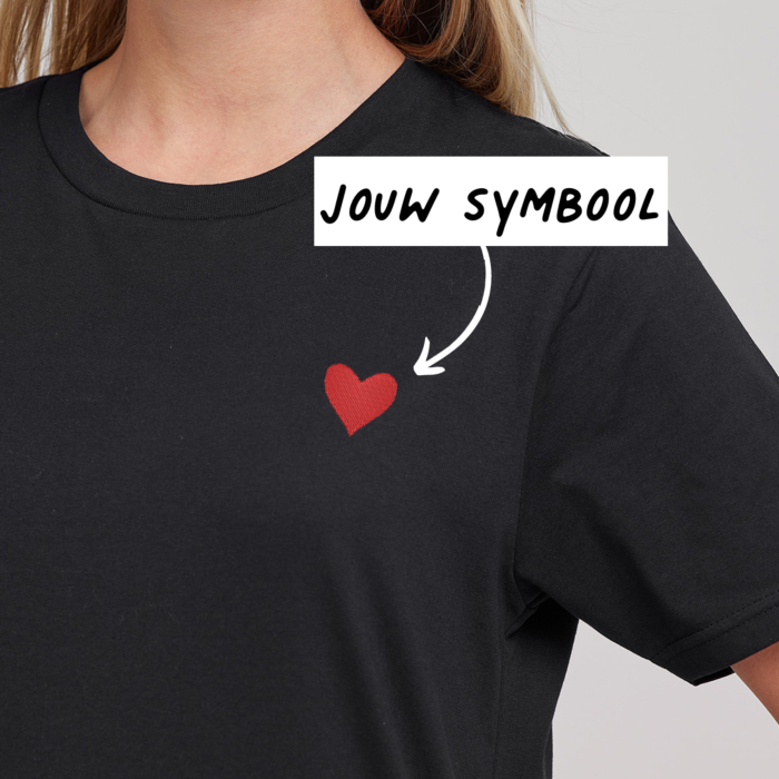 T-shirt Zwart Borduren met Pictogram main product photo