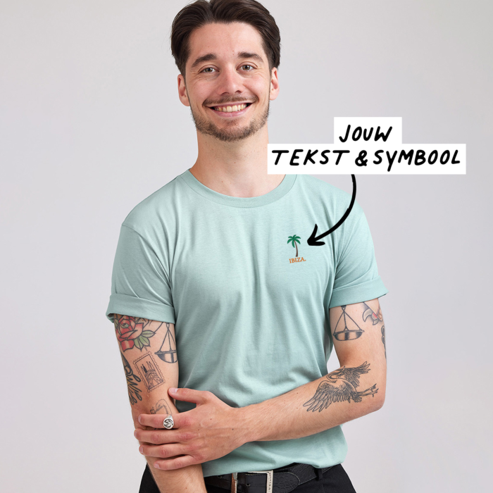 T shirt Mint Borduren met Tekst en Pictogram snelle levering