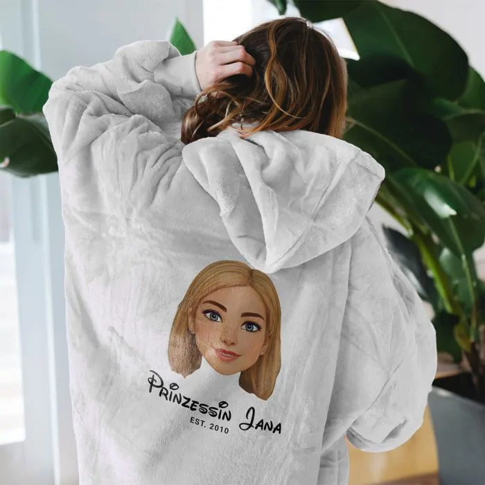 Gepersonaliseerde Hoodie Deken Cartoon Yourself snelle levering