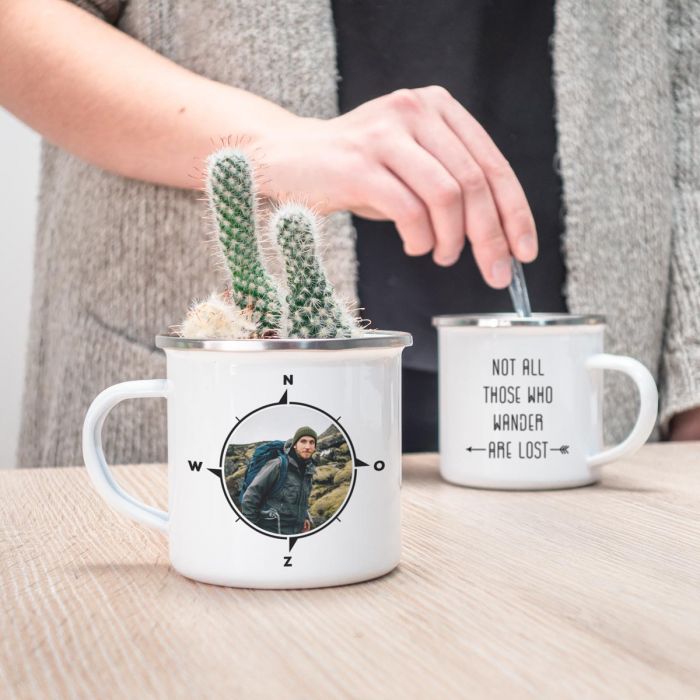 Personaliseerbare metalen mok met foto kompas main product photo