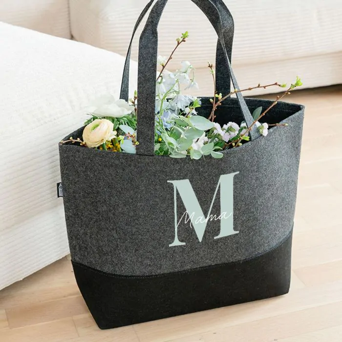 Gepersonaliseerde vilten tas met monogram snelle levering