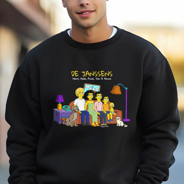 Gepersonaliseerde trui illustratie cartoon familie snelle levering