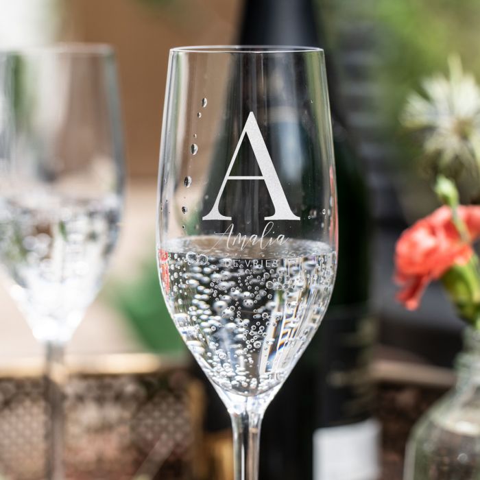 Champagne Glas Gepersonaliseerd met Monogram main product photo
