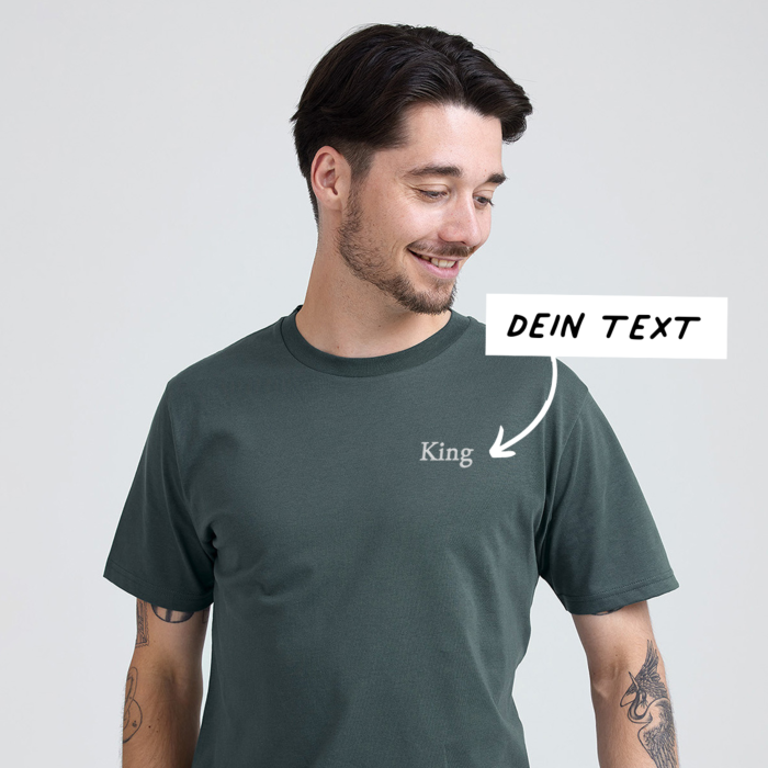 T-shirt Donkergroen Borduren met Tekst