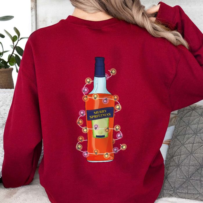 Gepersonaliseerde kersttrui met aperol fles