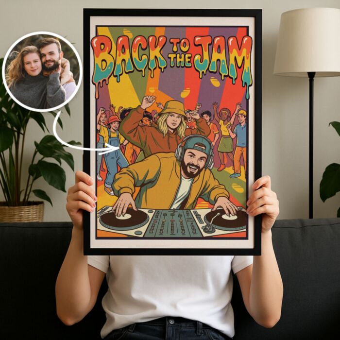 Personaliseerbare poster 90's party – Jij als DJ