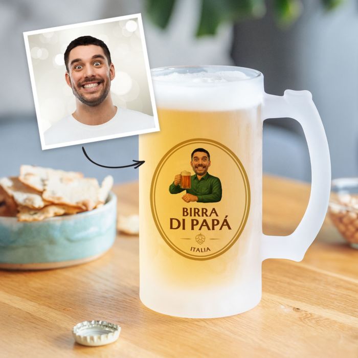 Gepersonaliseerde bierpul met logo en gezicht