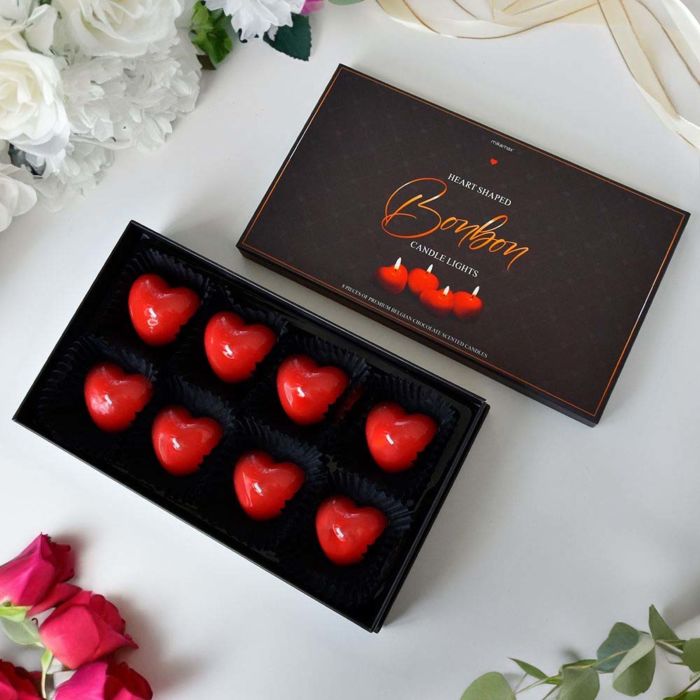 Kaarsen met chocolade geur in hartjes vorm