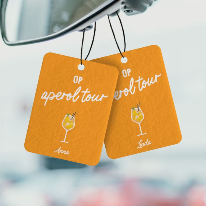 Gepersonaliseerde geurhanger met drank en tekst set van 2