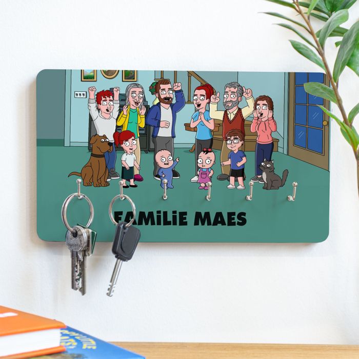 Gepersonaliseerd sleutelbord - cartoon familie illustratie