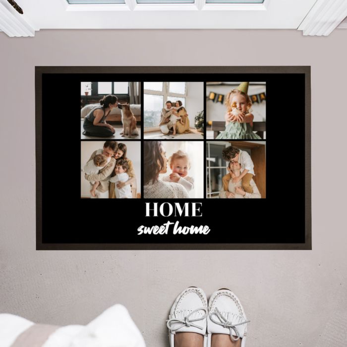 Gepersonaliseerde Deurmat met 6 Foto's met Tekst - Design