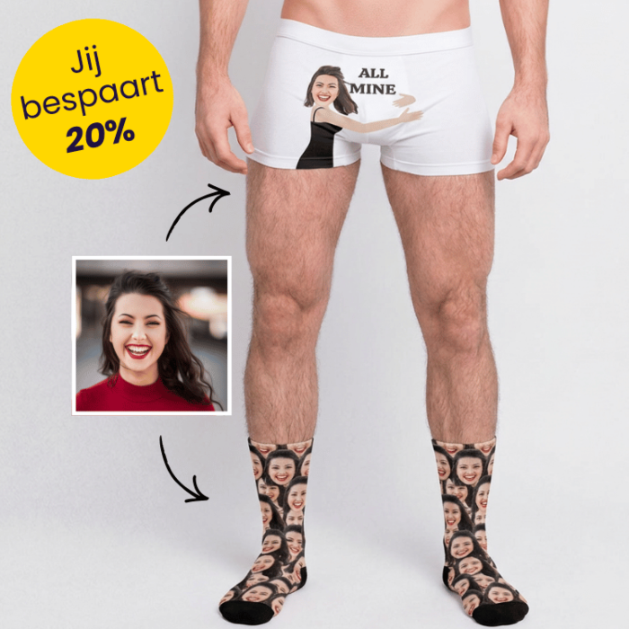 Cadeauset sokken en boxershorts met gezicht