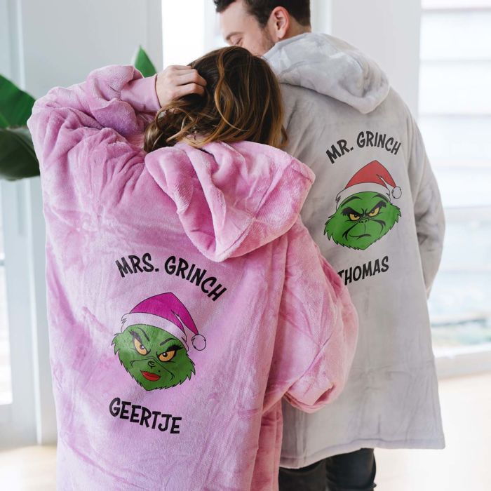 Gepersonaliseerde Grinch Hoodie Deken