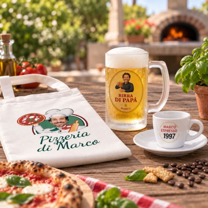 Cadeauset Italië met schort bierpul en espressokopje