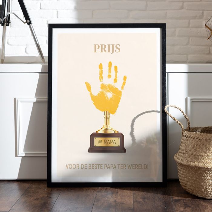 Gepersonaliseerde poster met handafdruk en beker