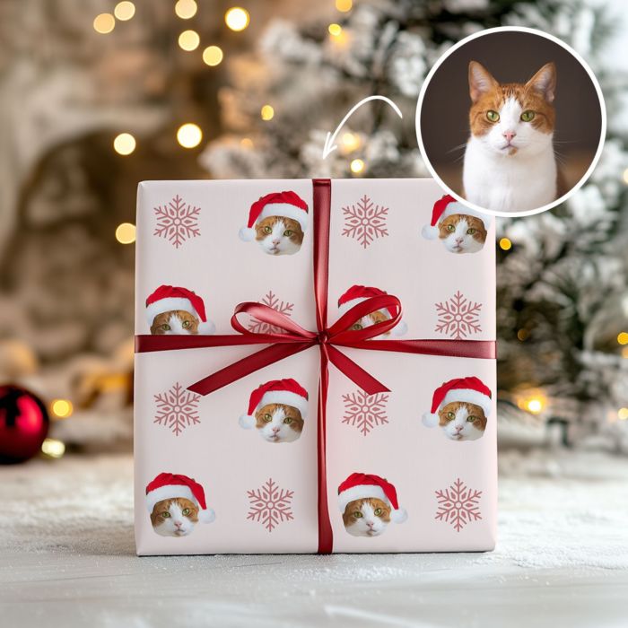 Gepersonaliseerd inpakpapier voor Kerstmis met huisdier