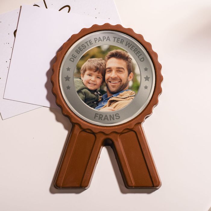Gepersonaliseerde chocolade medaille als onderscheiding