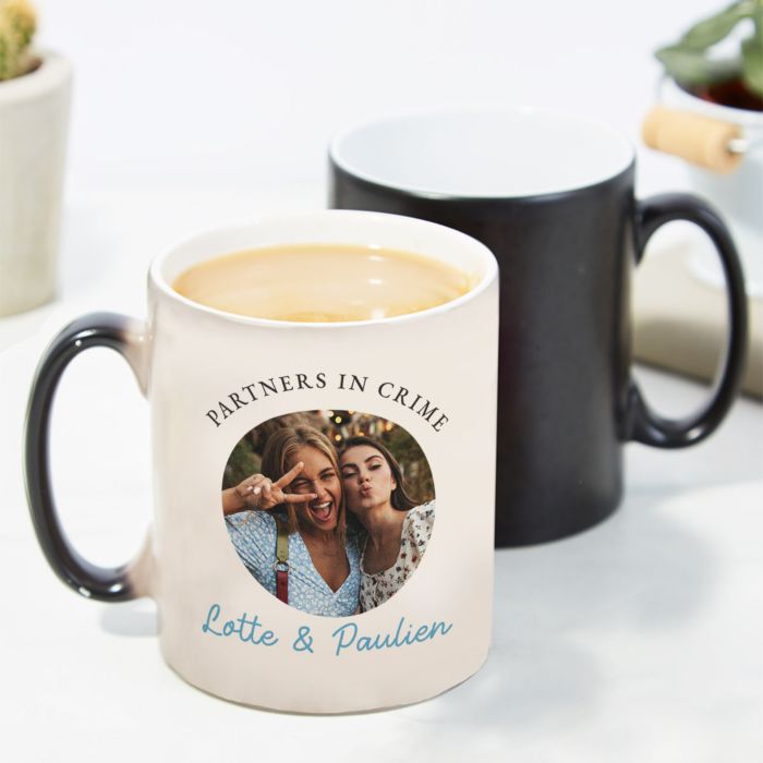 Gepersonaliseerde mok met foto en 3 regels