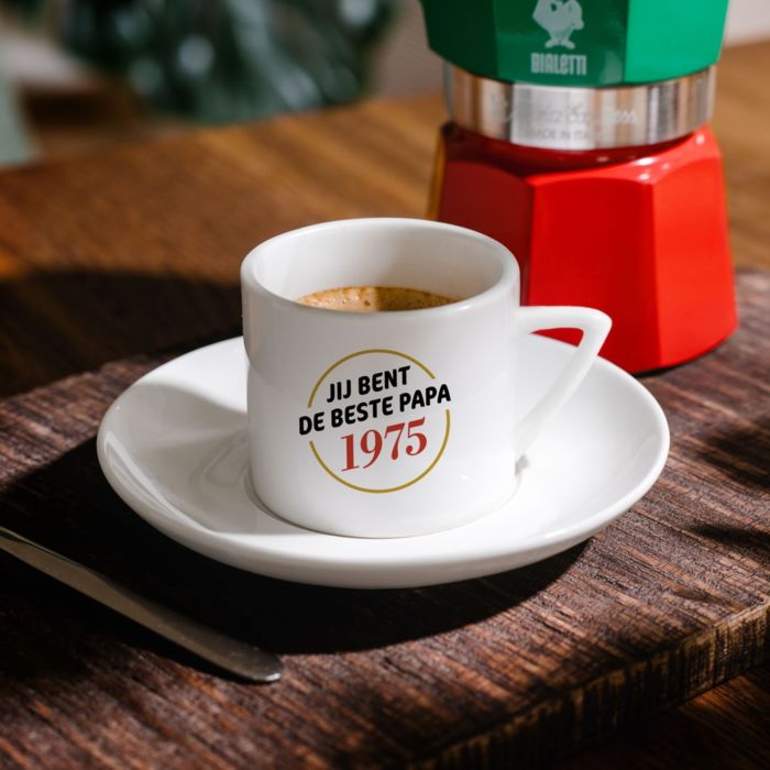 Gepersonaliseerde espresso mok met naam en jaartal