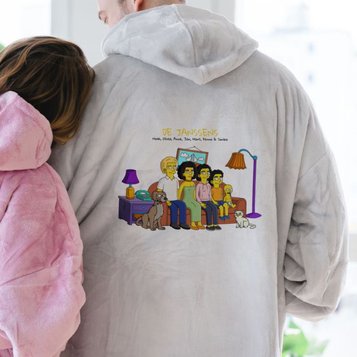 Gepersonaliseerde Hoodie Deken met cartoon familie