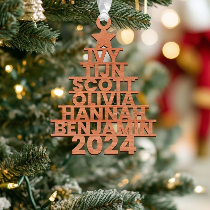 Gepersonaliseerde kerstboom hanger met namen
