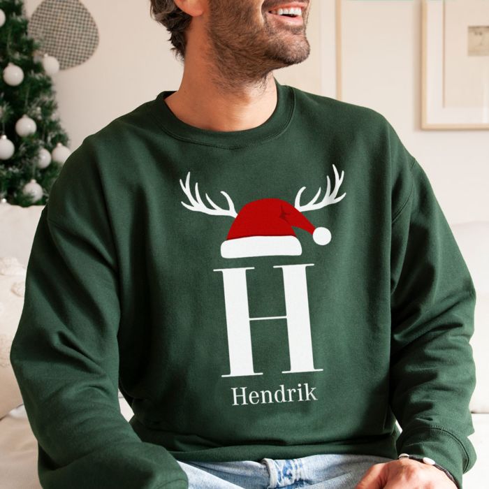 Gepersonaliseerde kersttrui met monogram