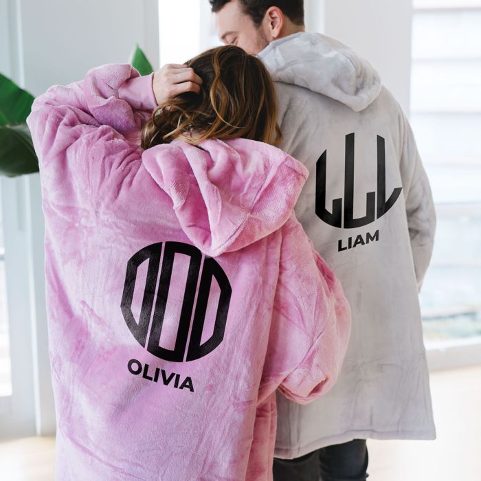 Gepersonaliseerde Hoodie Deken met Monogram