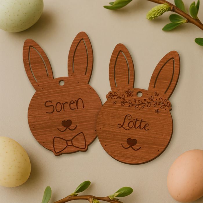 Gepersonaliseerde hanger paashaas met naam set van 2