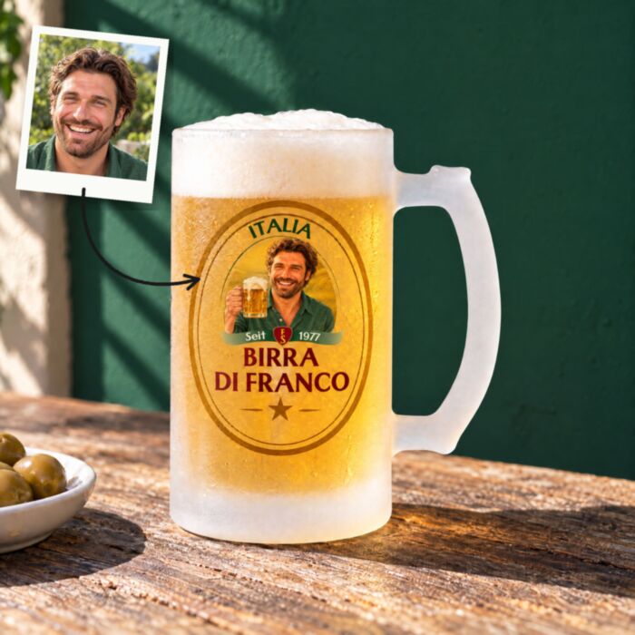 Bierpul met Foto Personaliseren - Comic Stijl