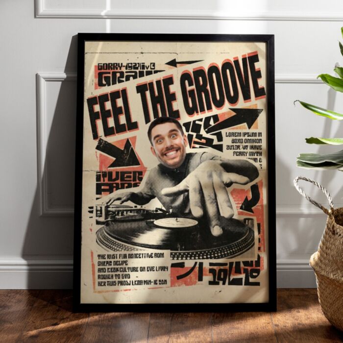 Personaliseerbare poster jaren 90 DJ met foto