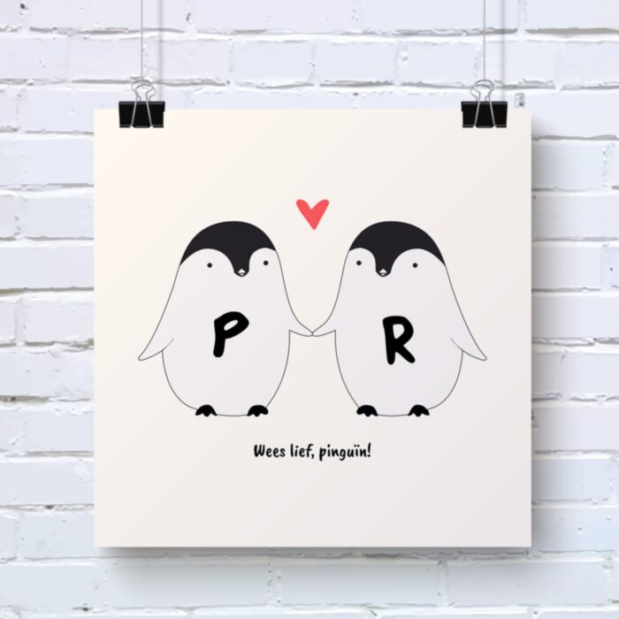 Pinguïn paar - Personaliseerbare poster