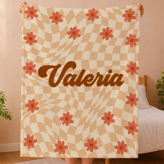Gepersonaliseerd deken met retro achtergrond en naam