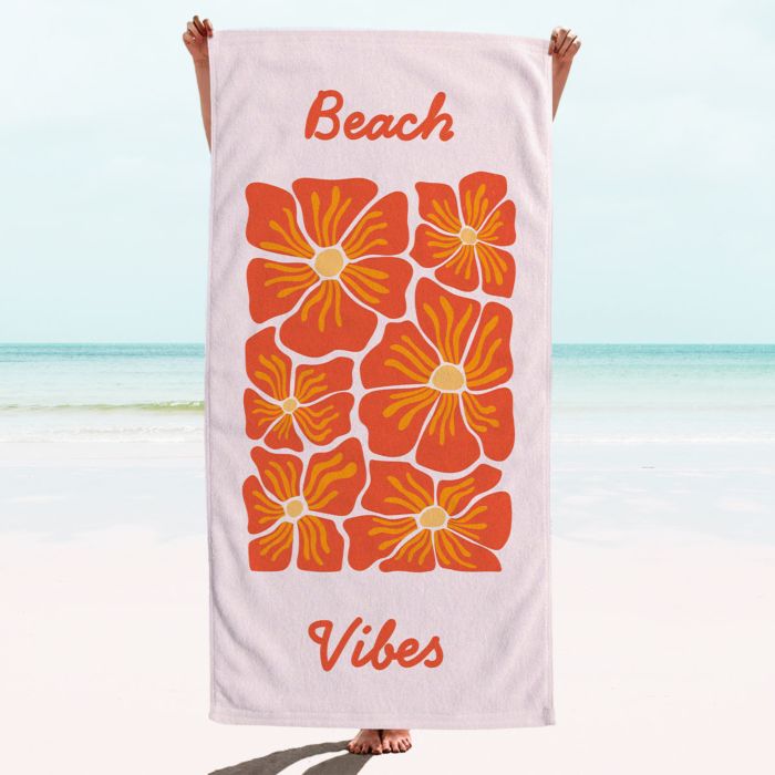 Gepersonaliseerde retro handdoek met bloemen en tekst