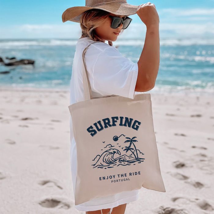 Gepersonaliseerde tote bag met vakantie illustratie