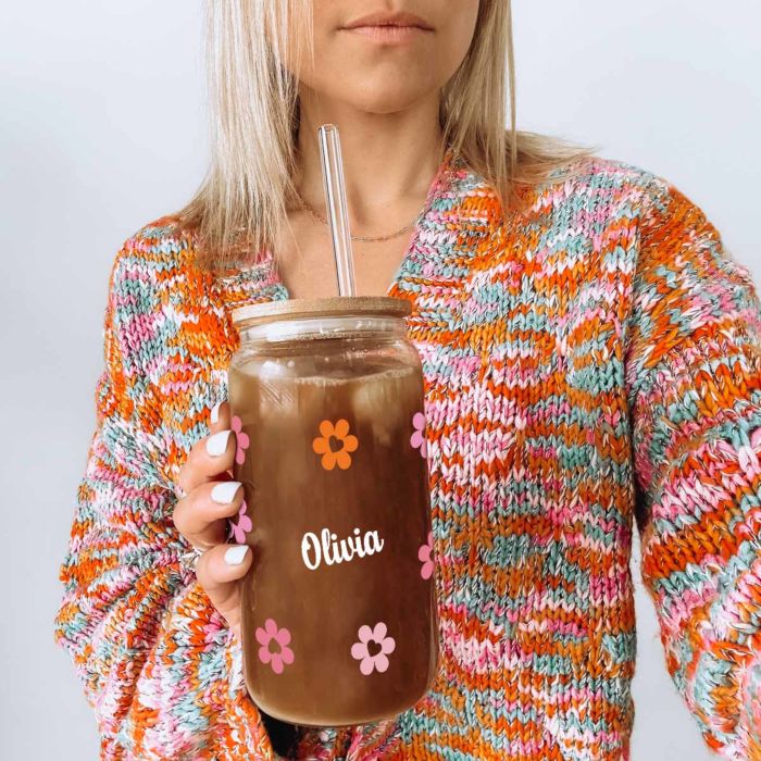 Gepersonaliseerd drinkglas met patroon en naam