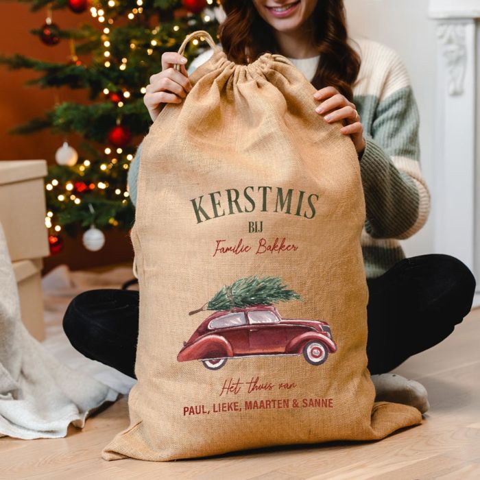 Gepersonaliseerde kerstzak met illustratie