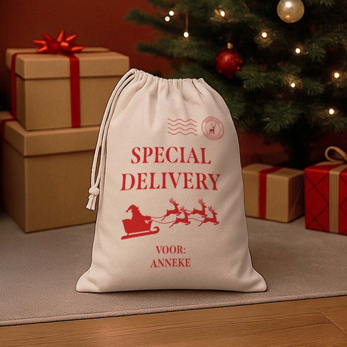 Gepersonaliseerde kerstzak als post
