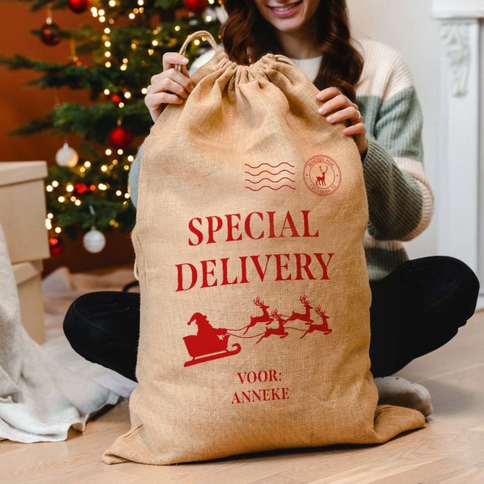 Gepersonaliseerde kerstzak als post