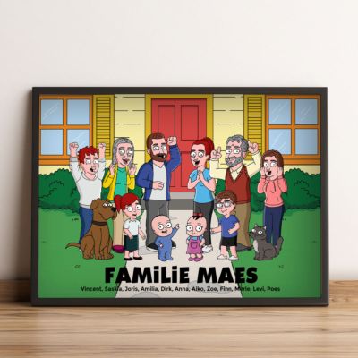 Gepersonaliseerde poster - illustratie cartoon familie Gepersonaliseerde poster - illustratie cartoon familie