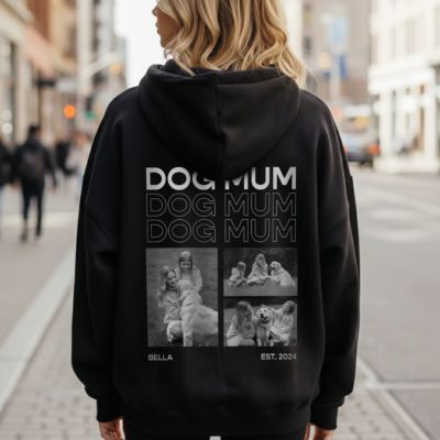 Gepersonaliseerde hoodie met zwart-wit foto's en tekst